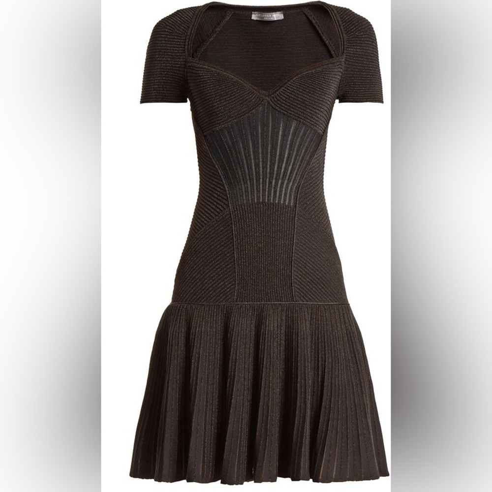 Alexander McQueen Black Knit Fit-and-Flare Dress